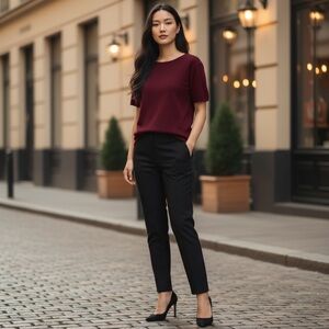 EXCLUSIVELY MISOOK KNIT RED SHORT SLEEVED SWEATER TOP SZ M